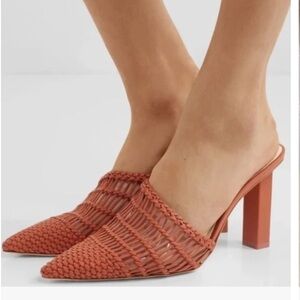 Cult Gaia Raya Woven Mules in Spice size 38